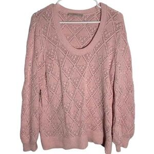 Elegant Pink Knit Crew Neck Sweater